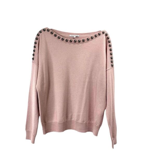 Rebecca Minkoff wool silk cashmere blend beaded‎ embellished sweater Size S pink - Picture 1 of 7